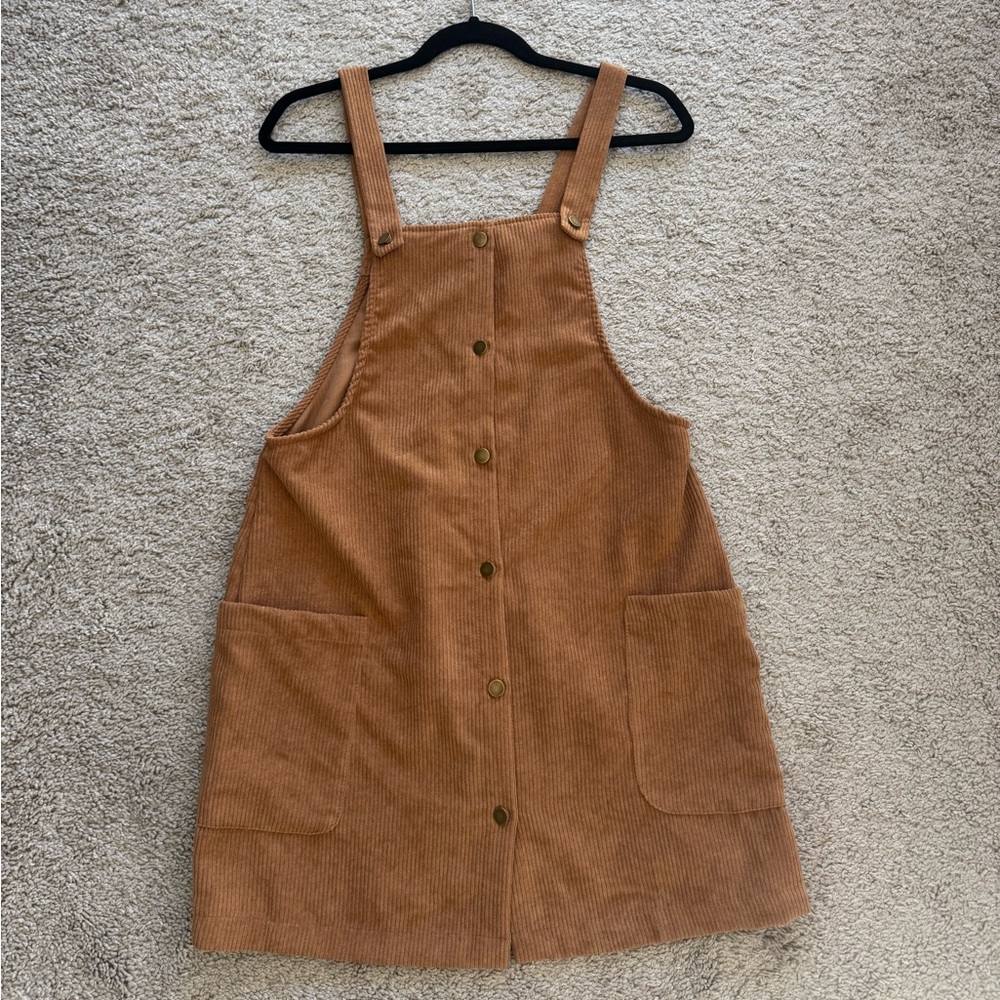 Corduroy Button-Front Pinafore Dress